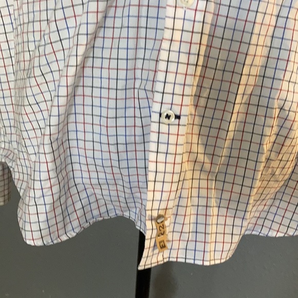 Nautica casual dress shirt red black blue checkered clean white button up - Picture 4 of 8